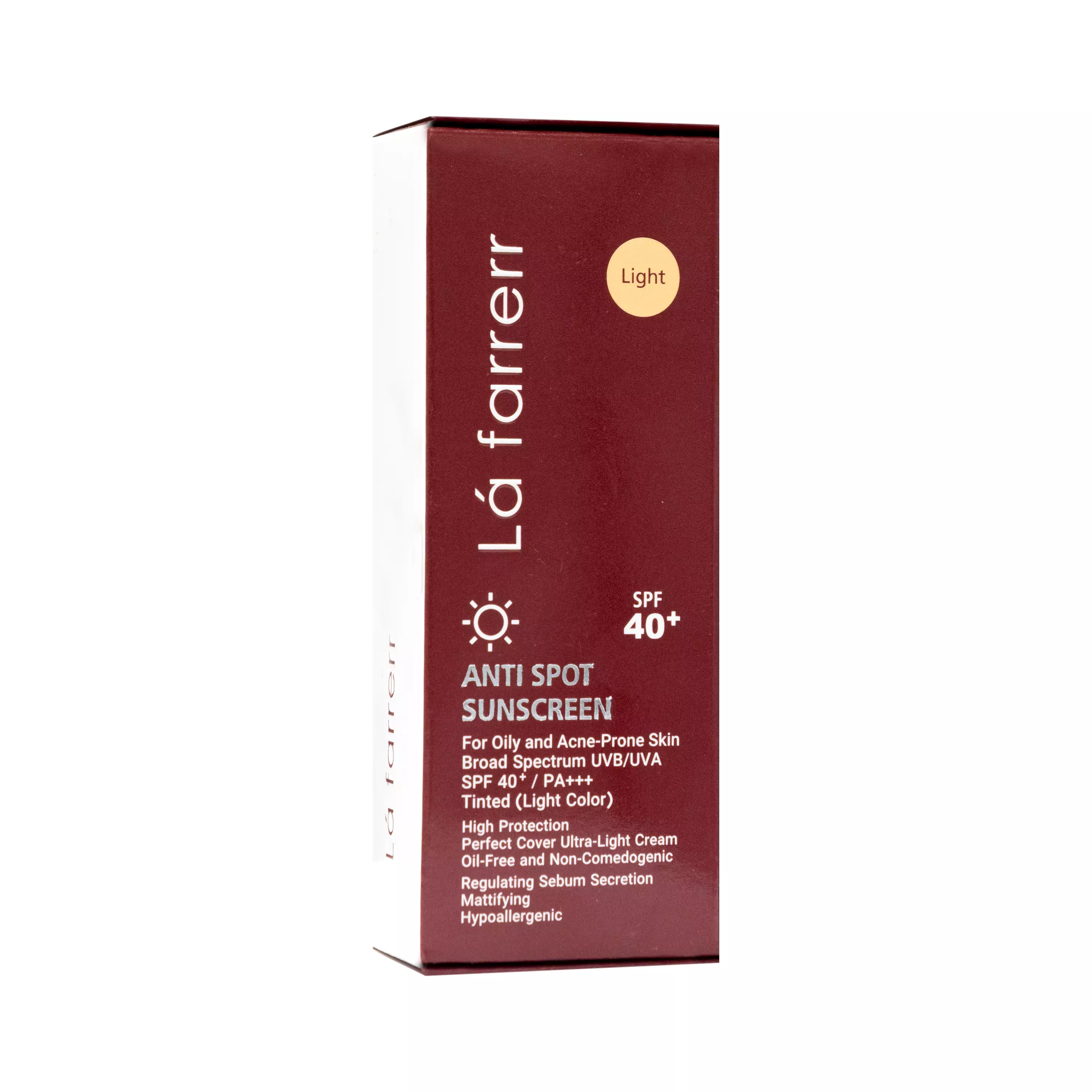 کرم ضد آفتاب و ضدلک SPF40 پوست چرب رنگ روشن لافارر